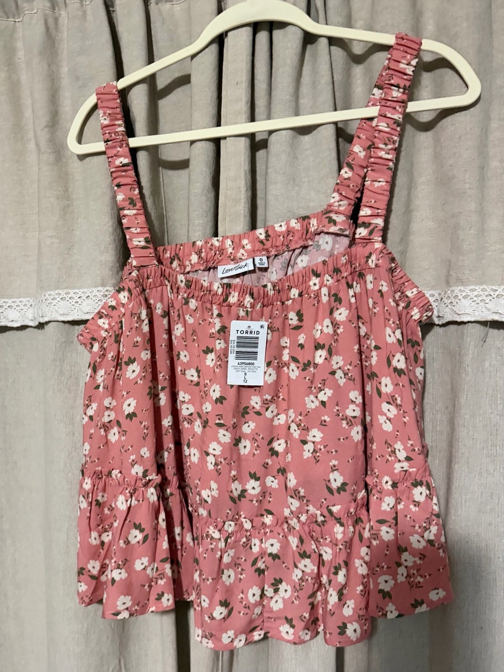 torrid Coral Pink Floral Smocked Strap Tank